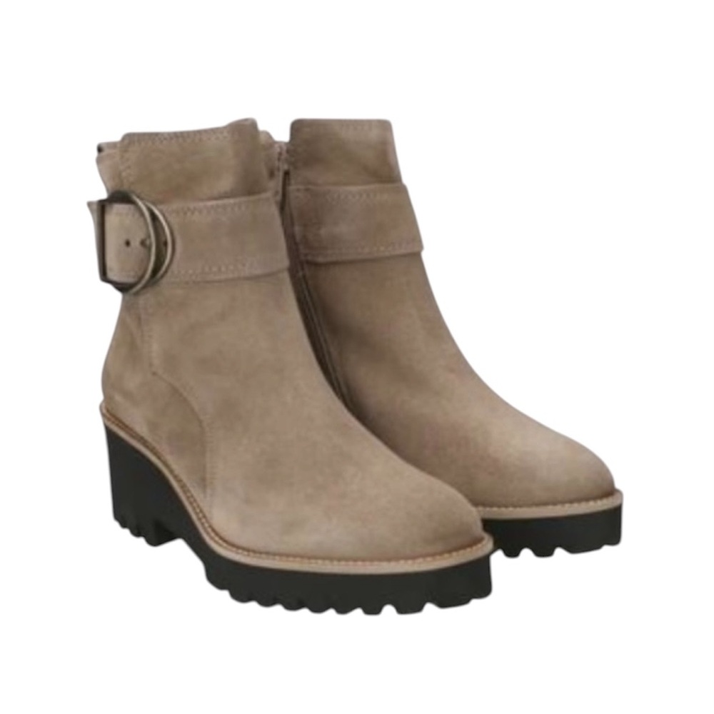 Paul Green Halo Ankle Boot Nubuck Leather US 11 Tan Lug Sole Boho Moto Combat